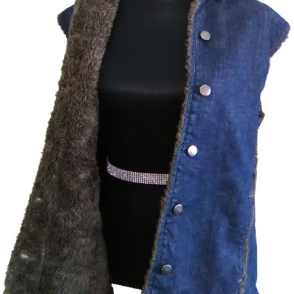 Denim Outer Vest Faux Fur Denver Hayes (L)